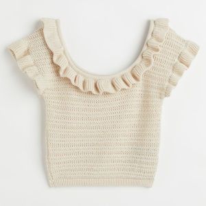 H&M Flounce-Trimmed Crochet Crop Top